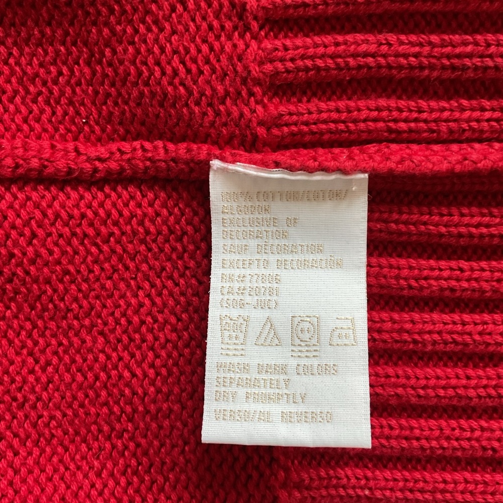 Tommy Hilfiger Red Striped Full-Zip Mock Neck Sweater Size M - Picture 7 of 9